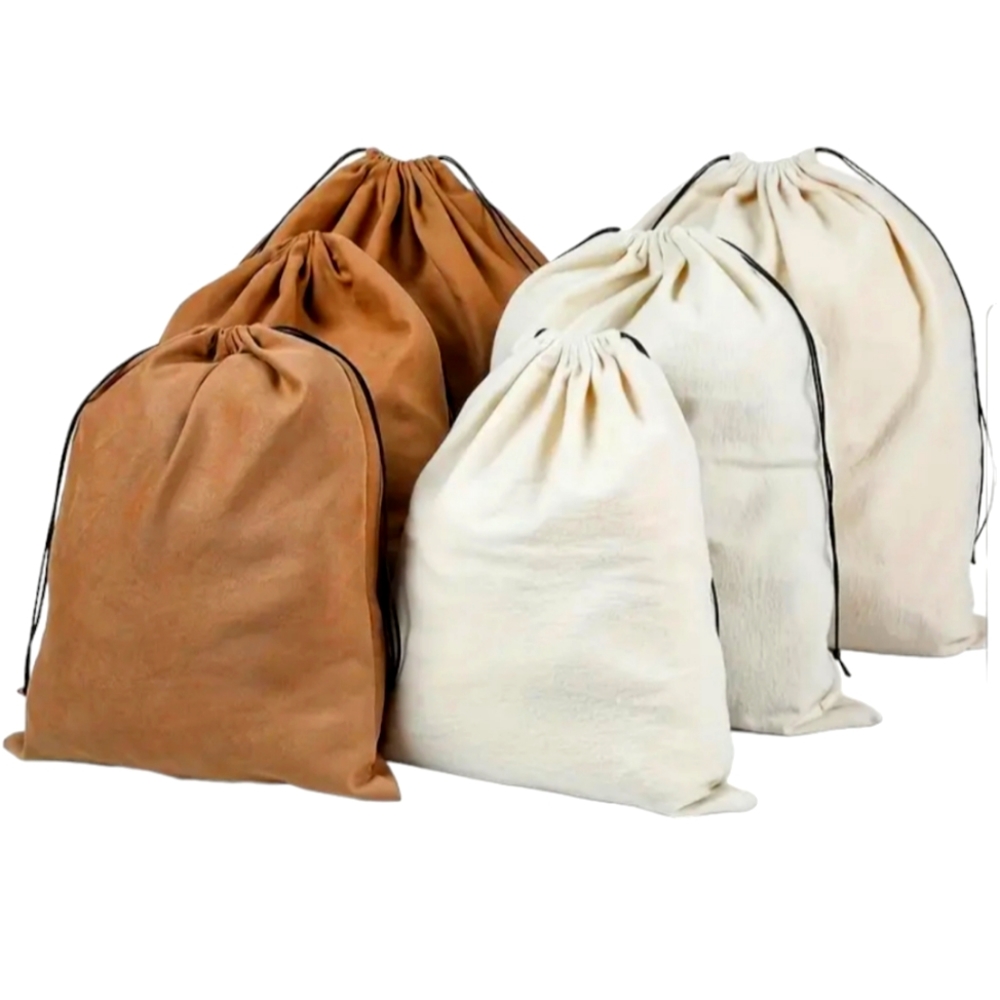 Small Purse Protector Suede Brown Drawstring Dustbag